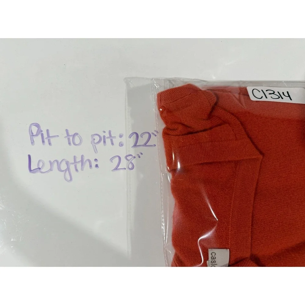Caslon 100% Cashmere Sweater Women Sz L Orange Pullover V-Neck Preppy Casual